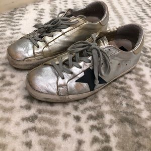 Golden Goose metallic with navy star size 37